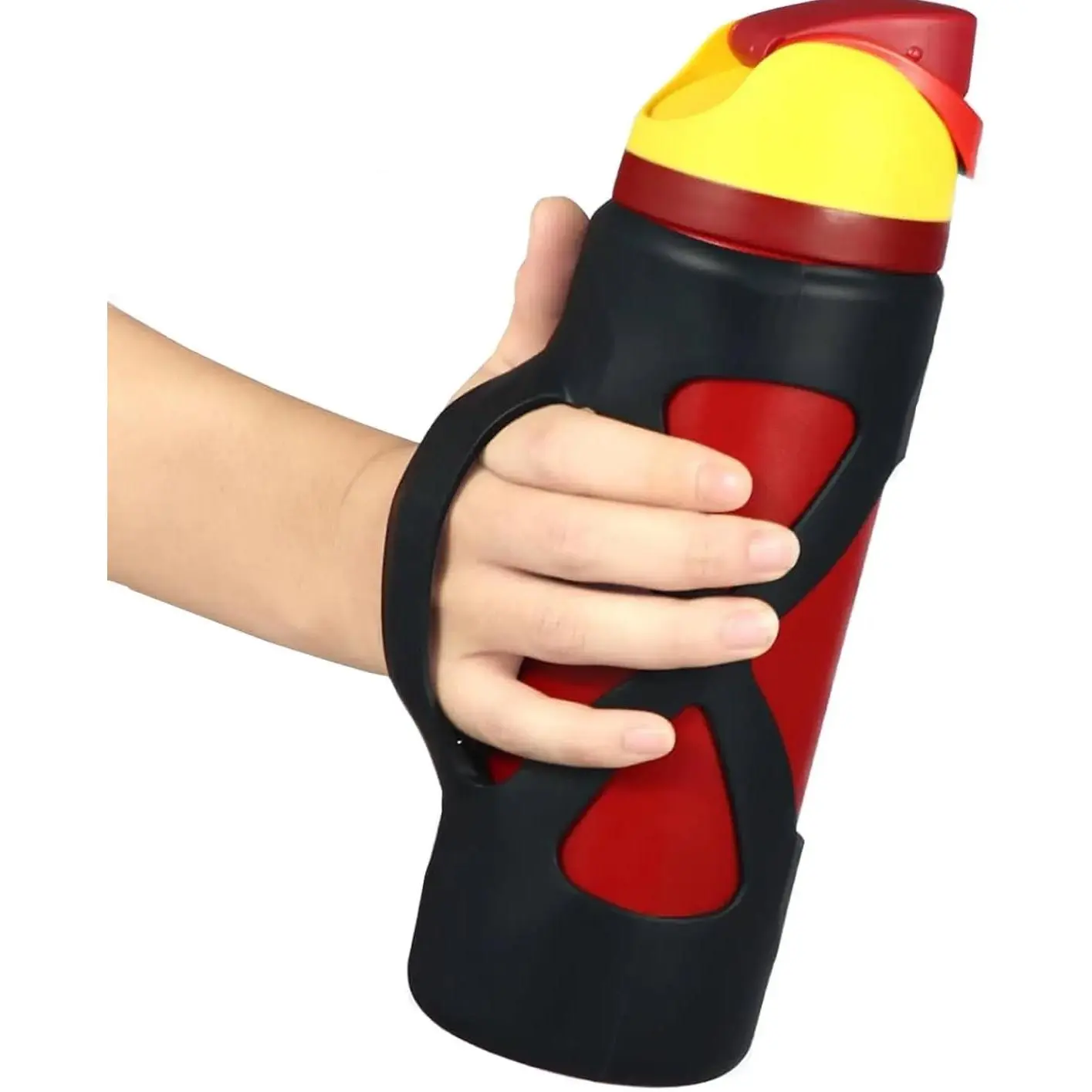 BPA-Free Silicone Rubber Boot for Owala 24 oz Freesip Water Bottle, Non-Slip Noise-Reducing Protective Sleeve with Handle for Running, Gym (Black), Reduces Noise, Snug Fit, Jogging, Running/Biking