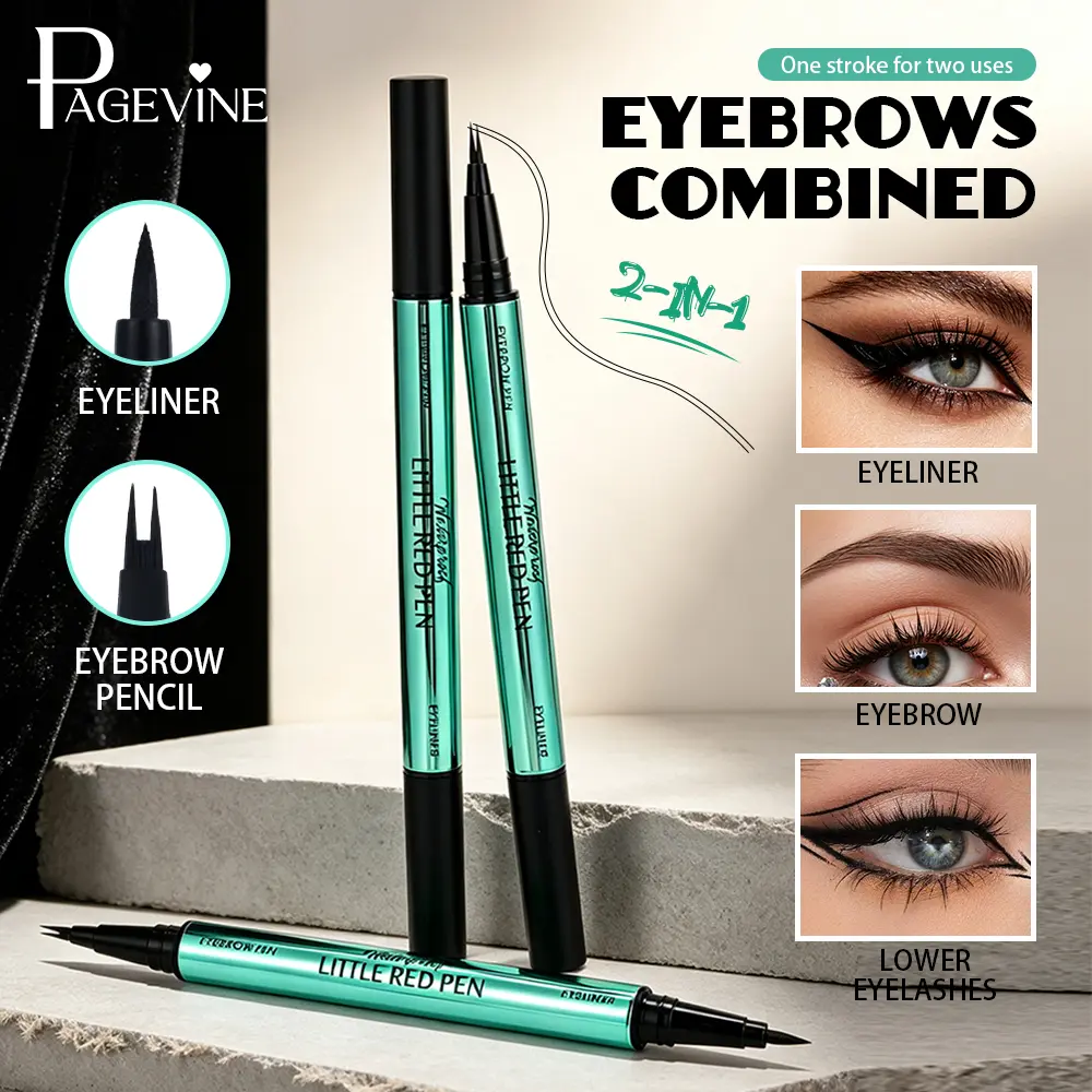 Dual-Ended Brow & Liner Pen – 2-Pronged Tip for 3D Natural Brows + Ultra-Fine Tip for Sharp Lines, Long-Lasting All-Day Wear