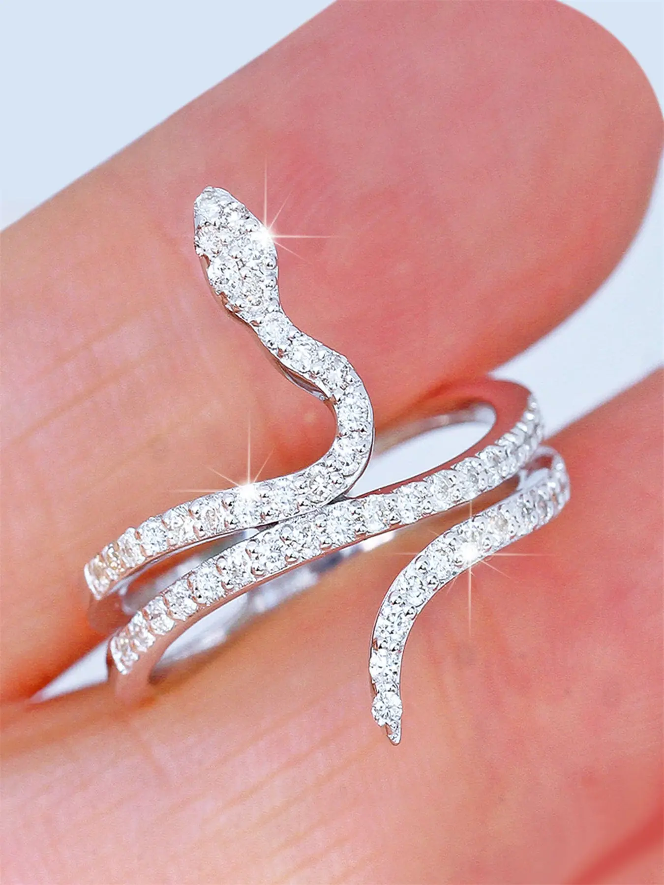 1 PC Fashion Snake Cubic Zirconia Ring For Women Party Gift