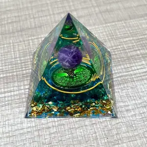 Tree Of Life Reiki Orgone Pyramid, 1 Count Resin Energy Generator For Healing Meditation, Spiritual & Wealth Attraction For Home Decoration, Decorative, Positive Vibes