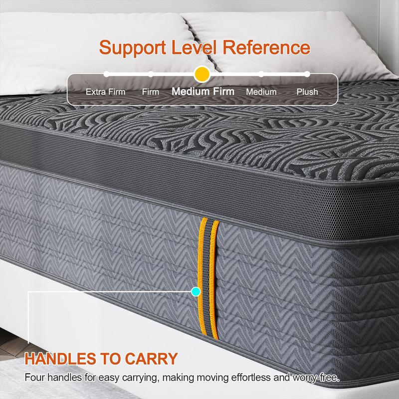 9"12"14" Gel Memory Foam Hybrid Pocket Spring Twin Full Queen King Mattress In A Box, Euro Top Mattresses Medium Firm For Motion Isolation, Edge Support