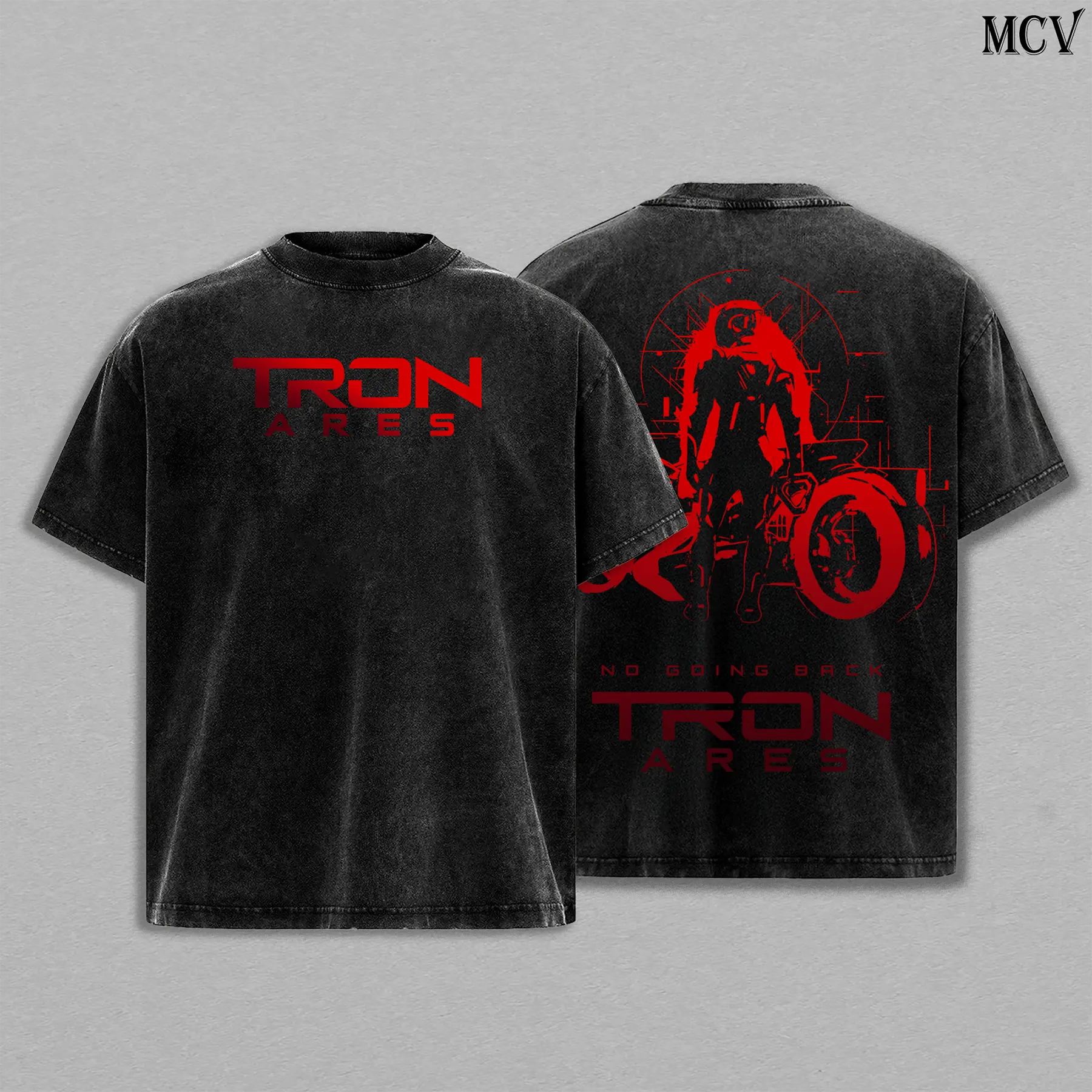 Tron Ares Movie T-Shirt – Neon Grid Sci-Fi Vintage Washed Oversized Heavy Cotton Tee, Futuristic Cyberspace Graphic Top, Unisex Retro Streetwear Inspired by Digital World, Movie Inspired Top for Fans
