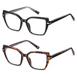 2pcs Cat Eye Blue Light Blocking Glasses Square Reading Glasses Women Cateye Readers Stylish Spring Hinge Designer Trendy Eyewear