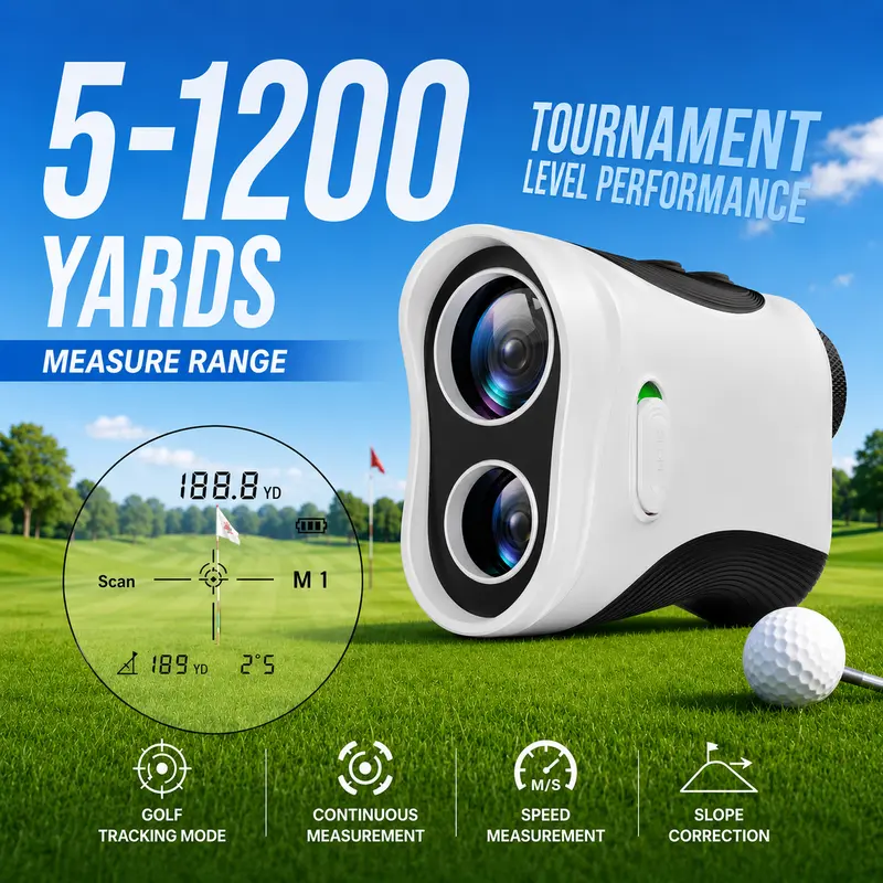 MINENER Compact Laser Rangefinder for Golfers - 2027 Upgrade Golf Accessory, 1200 Yd Range, Slope Switching Function, 7X HD Optical Lens, Flag Lock Vibration, Magnetic Holder, Class 1 Laser, Dual Infrared Pulses, ABS, Adults Gift #toolupgrade