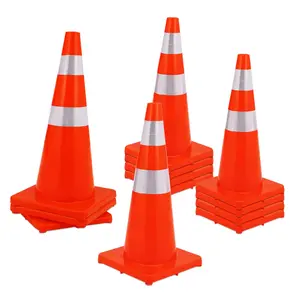 【GARVEE】12 Pack Traffic Safety Cones 28 inch, PVC Orange Cones with Reflective Collars, Parking Training Construction Road Caution Plastic Cones for Parking Lot, Traffic Control, Driving Training
