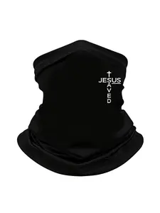 5pcs/2pcs/1pc Unisex  Cross with JESUS SAVED Letter Printing Neck Gaiter Headwear Face Cover Windproof Dustproof Breathable Athletic Face Masks Scarf for Men Women Outdoor Sports Gift Hat