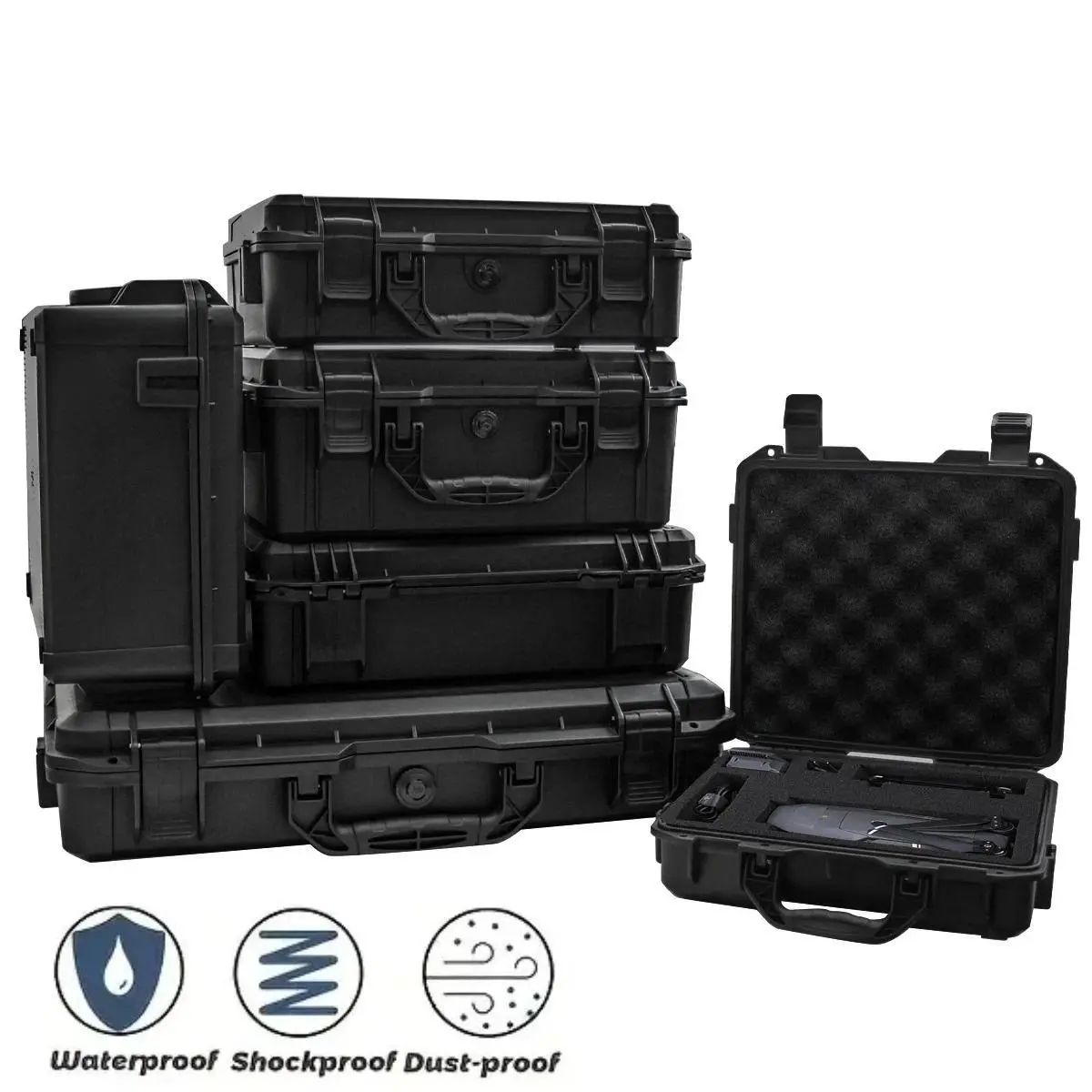 Portable Tool Box, Waterproof & Shockproof Hard Carrying Case with Pre-cut Sponge, Universal Tool Organizer for Home & Office, Toolbox Storage Box, Tool Storage Container