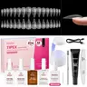 [Exclusive to TTS]Beetles Tipex Nail Extension Kit Instant Apex Nail Tips Kit with Nail Glue Remover, Mini UV Lamp,Solid Nail Glue, Base & Top Coat Pre-Building Pre-Etched Acrylic Tips Kit