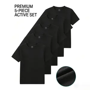 Kids & Teens Black Mesh T-Shirt 5-Pack 4-18Y - Moisture Wicking & Lightweight, Perfect for PE Class, Outdoor Activities & Casual Days summer top round neck seasonal clothes wear little slight stretch t shirt popular