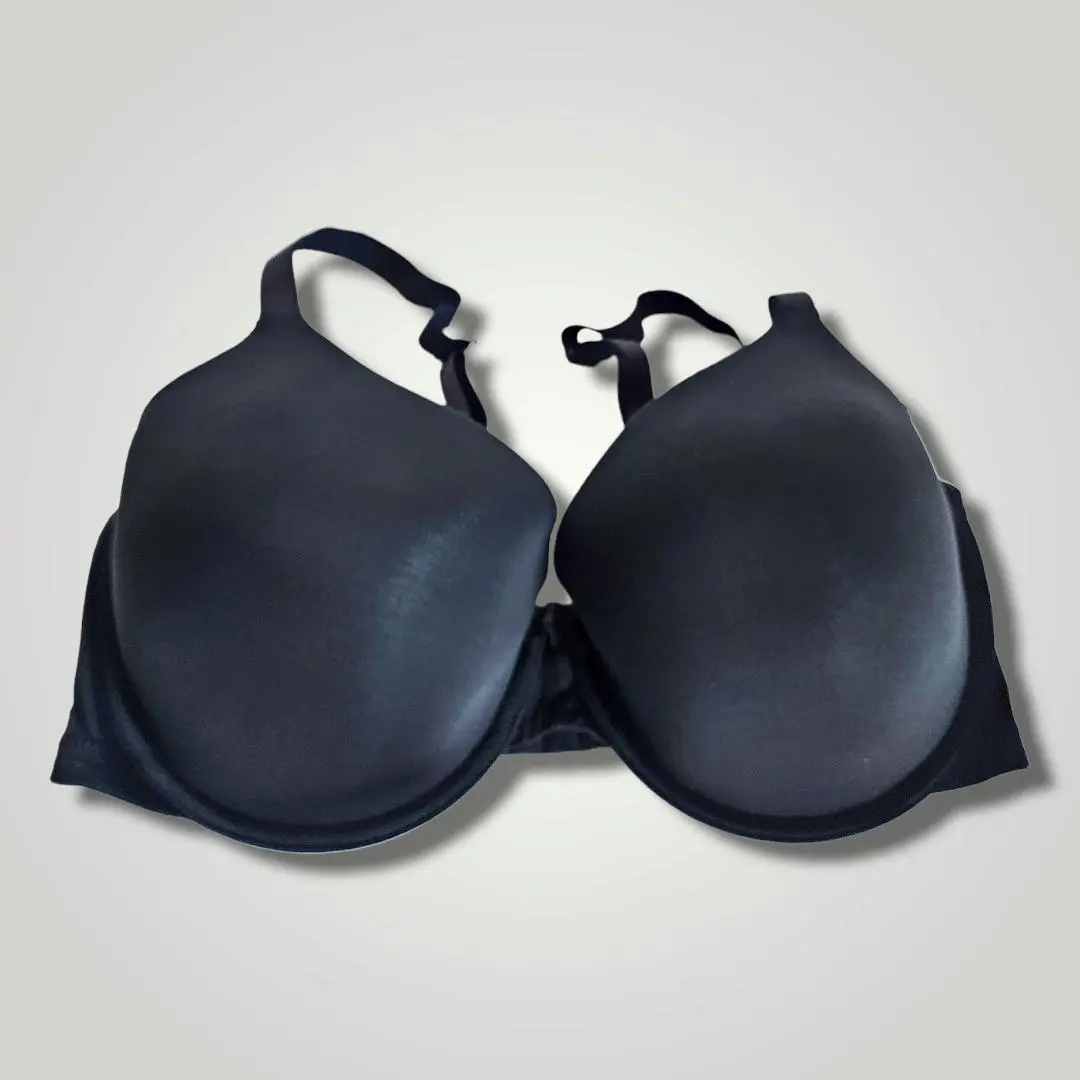 Auden Black T-Shirt Bra 34DDD - Lightly Lined Demi Coverage Seamless Racerback Straps Everyday Comfortable Women's Underwear Basic Minimalist