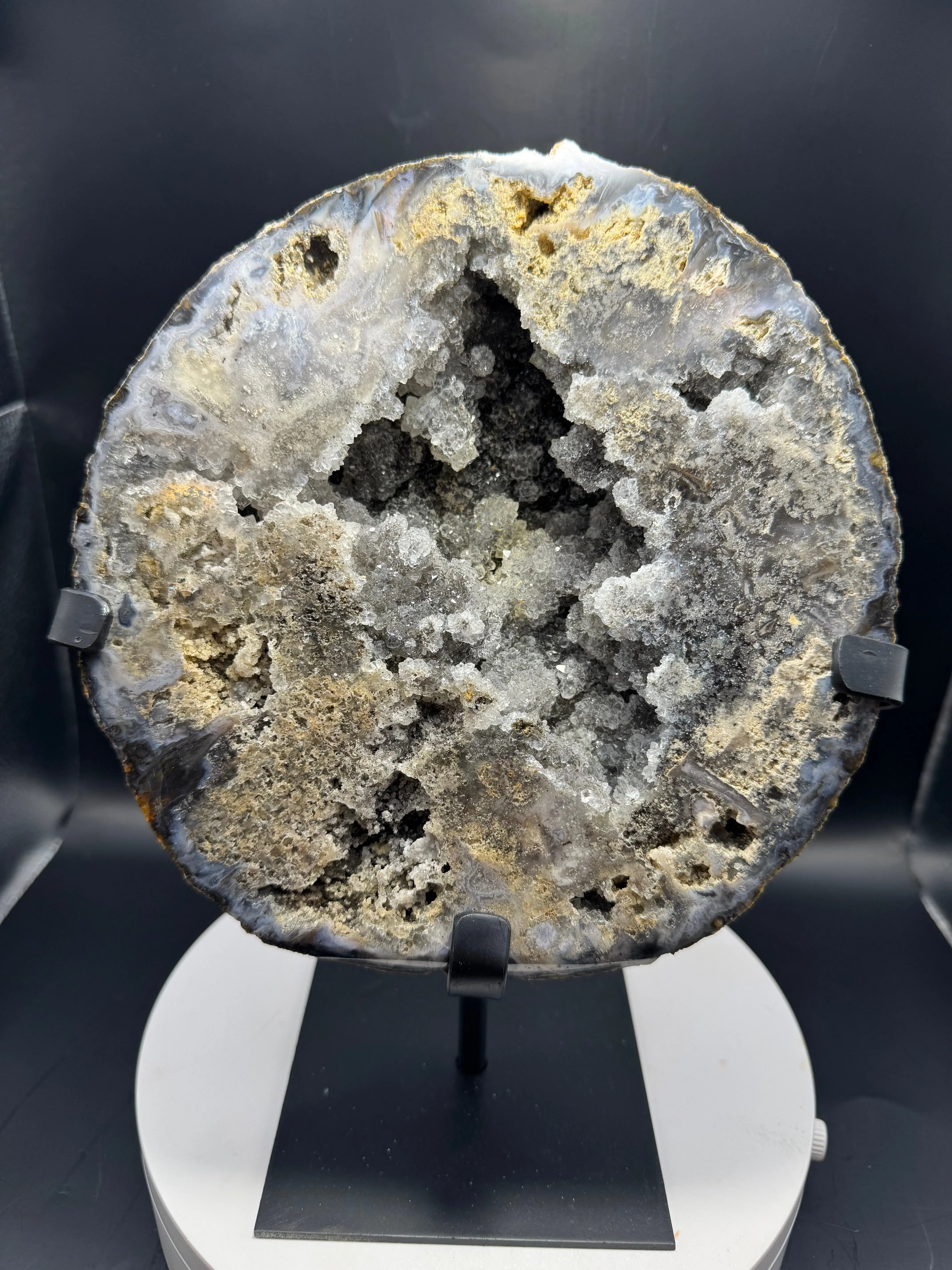 Large Brazilian Agate Geode with Druzy Quartz 3.9 LBS!