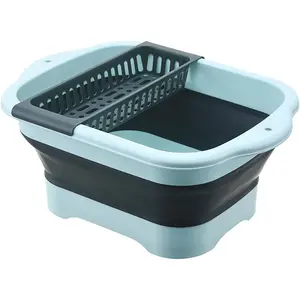 2.77 Gallon (10.5L) Collapsible Dish Basin with Drain Plug, Outdoor Multiuse Foldable Sink Tub, Dishpan, Wash Basin, Portable Kitchen Storage Tray for Camping, RV, Beverage Bucket (Green) backpack beach male full flow plug