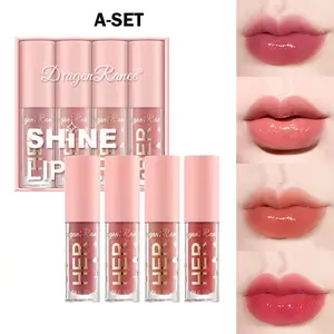 4pcs Shimmery Lip Gloss Gift Set, Long-Lasting, Hydrating & Moisturizing Lip Glaze, Shimmer Finish, Plumping & Sculpting Formula, Suitable for Women