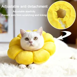 Cat Small Dog Recovery Collar, Cute Sunflower Neck Cone After Surgery, Adjustable Pet E Collar, Wound Healing Protective Cone Surgery Recovery Elizabethan Collars for Small Pets