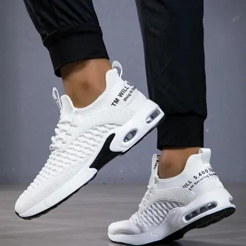 Men's Sporty Lace-Up Walking Shoes, Comfortable Breathable Sneakers, Casual Fashion Training Shoes, Athletic Running Trainers for Daily Use & Outdoor Activities, Running Sports Footwear