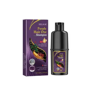 EELHOE Herbal Extract Plant Bubble Hair Dye Shampoo - Semi-Permanent Color, Covers White Gray Hair, Easy Home Application, Purple Option