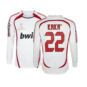 2006 2007 Milan Away Retro White No.22 Kaka Long Sleeved Soccer Jersey