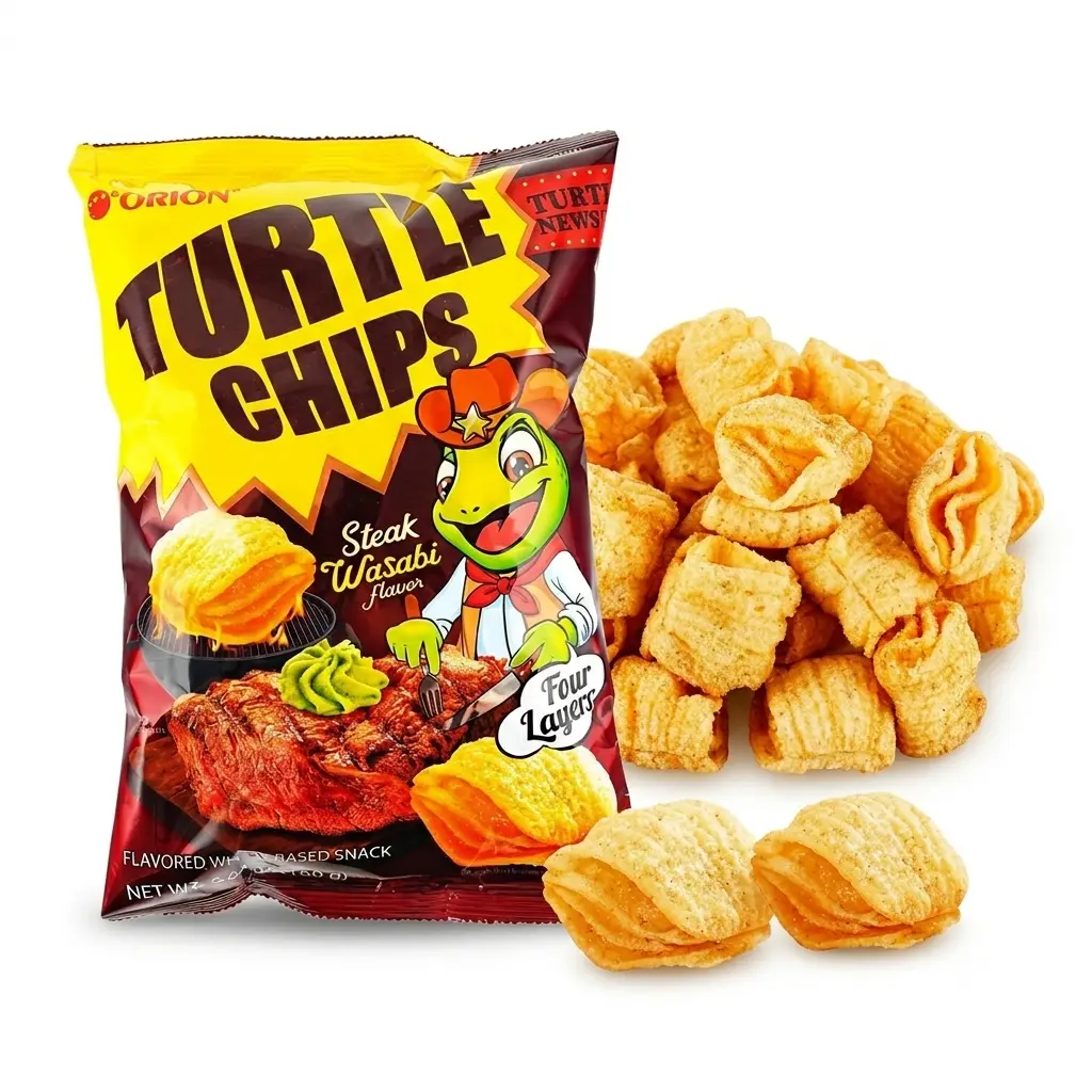 Turtle Chips Korea Steak Wasabi 5.65 oz 6 Huge Bags