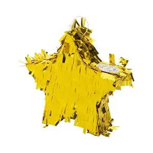 1 3/4" x 7" Mini Goldtone Foil Star Piñata Decorations - 3 Pc.