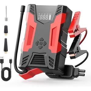 Jump Starter with Air Compressor, 4000A Car Battery Jump Starter (All Gas & 7.0L Diesel), 150PSI Tire Inflator Portable Jump Starter, 12V Battery Booster Jump Pack with LCD Display/LED Light/USB-C