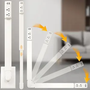 Heavy-duty Socket Extension Rod Equipped With 2 AC Sockets And USB-A/USB-C Interfaces - Retractable (22-inch - 34-inch) Power Strip, 180 °   Rotating Plug Suitable For Hard-to-reach Sockets, Saving Space, Bedside Tables, Sofas, Desks