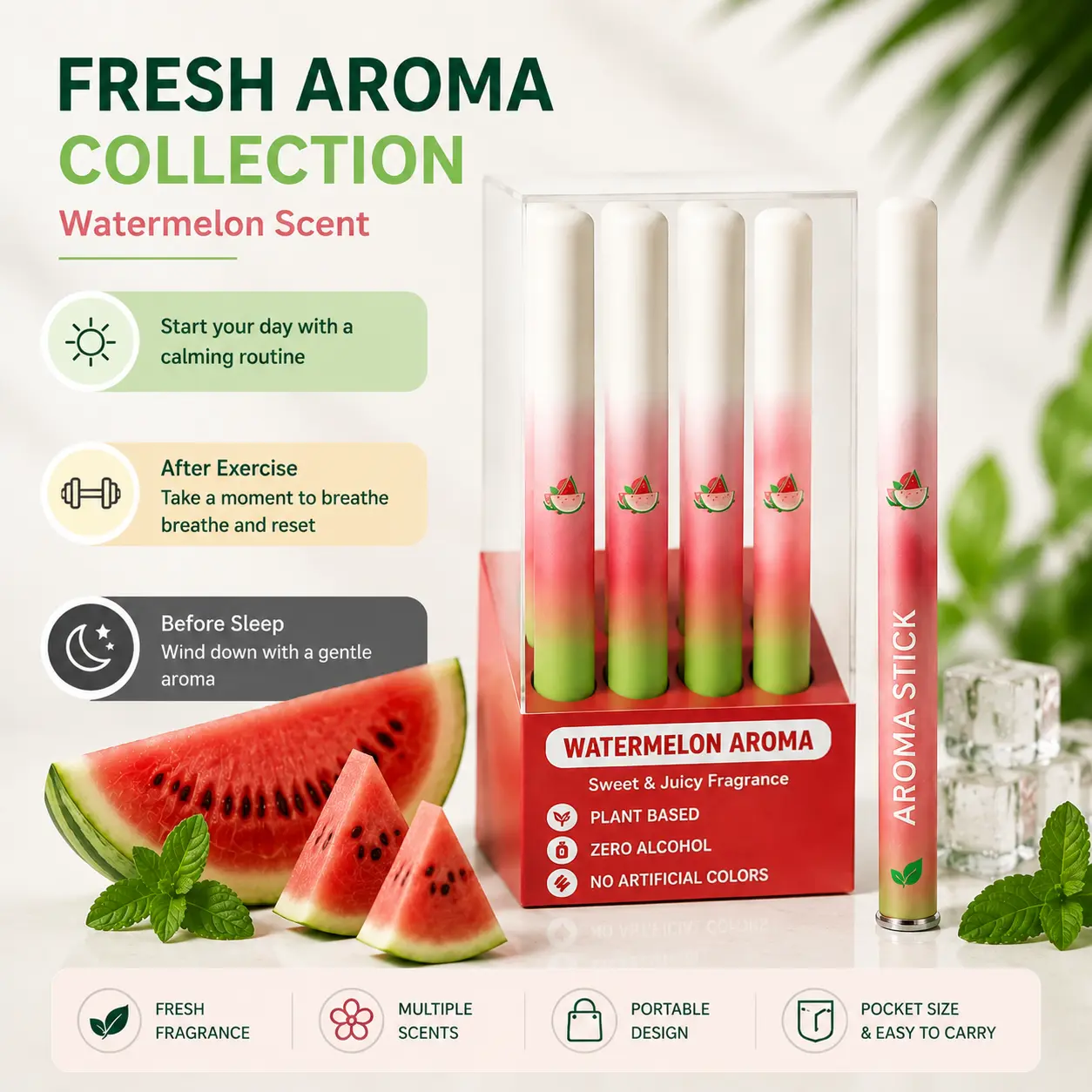 Portable Aroma Stick with Multiple Scent Options, Pocket Size Fresh Fragrance Accessory for Travel & Daily Use