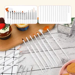 1 set/ 15pcs Cake Decorating Brushes Cake Painting Brushes Food Paint Brush Multiple Function Fondant Brush Cookie Brushes DIY Tool Set Cake Decorating Painting Tool Icing Pastry Brush for Baking Pastry Decorating Tools