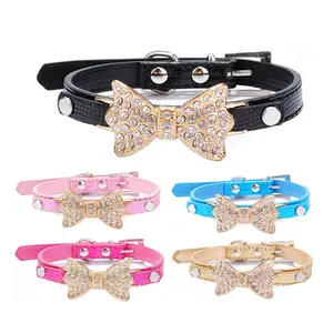 Bow Pet Collar Rhinestone Dog Pen Dog Supplies fancy dog