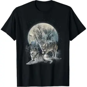 [100% Cotton] The Mountain Wolf Native American Wolf Wolves Lover T-Shirt