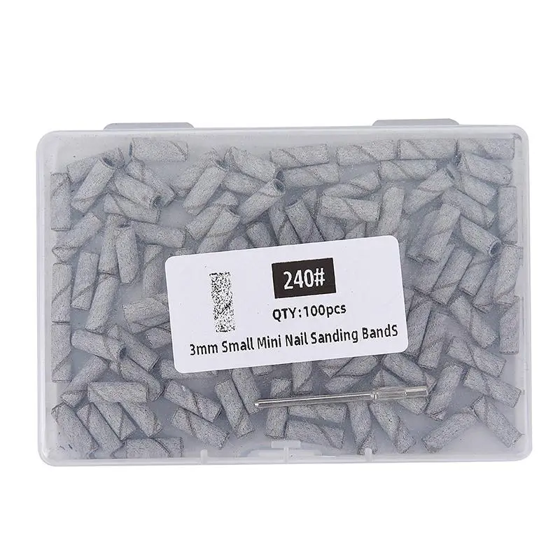 3mm Mini Nail Sanding Band with Mandrel, 100pcs/box Professional Nail Drill Accessories for Nail Polishing, DIY Nails, Nail Art Manicure, Nail Art Tools, Nail Supply Accessories, Nail Tech Supplies