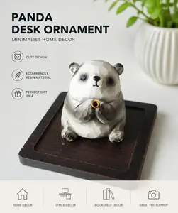 Lucky Panda Power Strip Ornament, Sandalwood Incense Holder, Feng Shui Good Luck Decor for Home Living Room