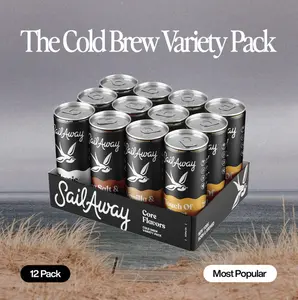 Cold Brew Coffee Variety Pack - Includes Sea Salt & Caramel, Classic Black, Touch of Sweet & Vanilla Cinnamon - Dairy Free- 12 Pack