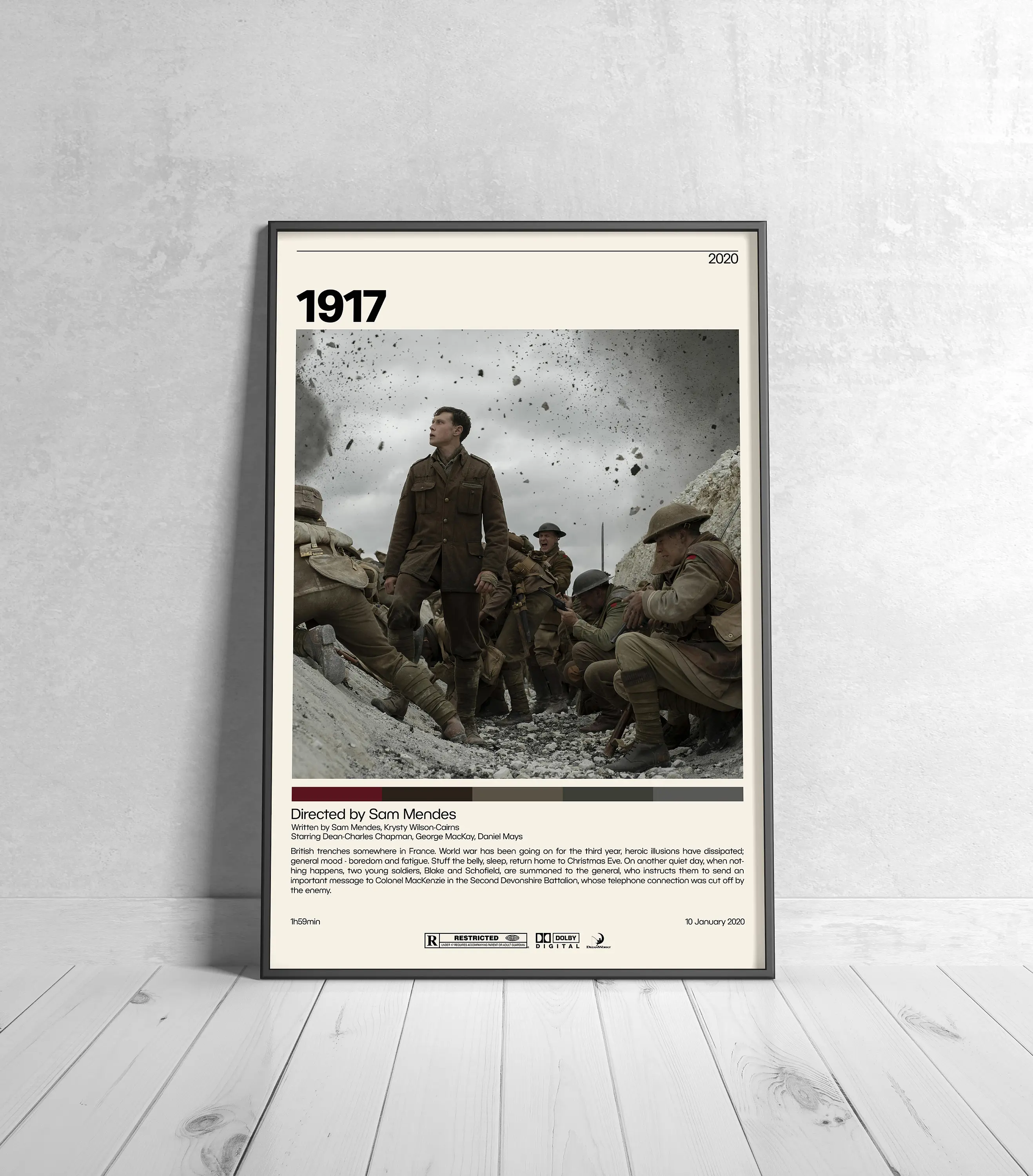 1917 | Sam Mendes, Minimalist Movie Poster, Vintage Retro Art Print, Custom Poster, Wall Art Prin, Home Decor