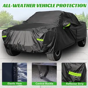 Weatherproof Car Cover with Reflective strip,Off-Road Truck Sizes Universal (Size S to YXL),Outdoor Full Coverage Thick Fabric (190t), Outdoor All Weather Windproof Scratch-Resistant, Heat-Resistant,Fits Various Cars,Long-Term Outdoor Parking