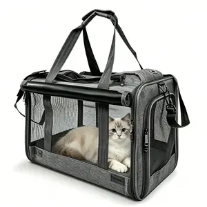 Premium Soft-Sided Pet Carrier - 360° Breathable Mesh Cat Travel Bag, Foldable & Portable Dog Comfort Tote with Washable Fleece Pad for Travel & Daily Use