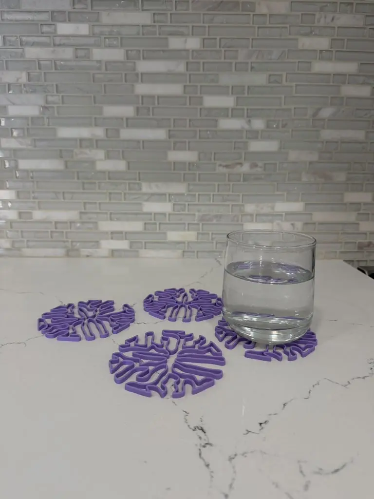 Purple Tree Design Coasters for Drinks - Set of 3, Perfect for Home Decor and Tabletop Use