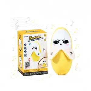 Cute Interactive Banana Induction Rhythm Piano Plush Toy - Funny Musical Electronic Stuffed Animal, Touch & Feel Sensory Toy for Toddlers, Kids & Adults Stress Relief