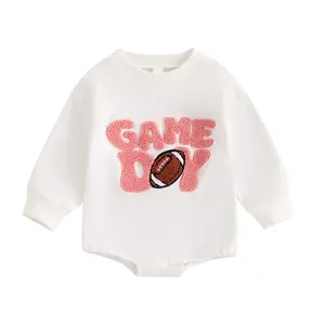Newborn Baby Boy Girl Bubble Romper Funny Letter Game Long Sleeve Oversized Sweater Tops Fall Winter Clothes