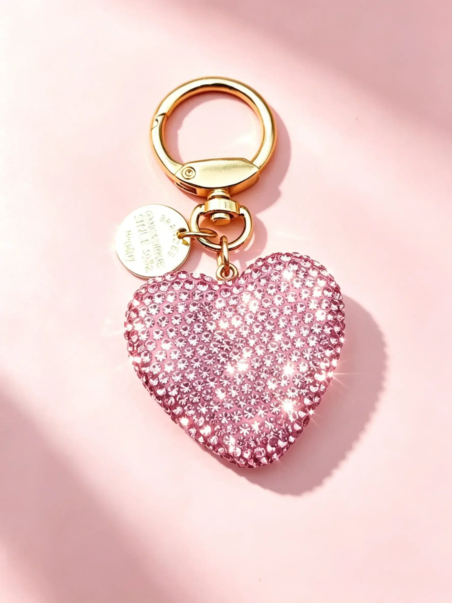 Elegant Heart Rhinestone Keychain for Women, Trendy Bling Ornament, Nice Present for Mother's Day & Friends