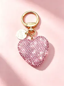 Elegant Heart Rhinestone Keychain for Women, Trendy Bling Ornament, Nice Present for Mother's Day & Friends
