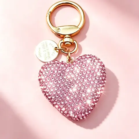 Women's Elegant Gift-Ready Heart Shape Rhinestone Phone Charm - Glitter Keychain, Sparkling Keychain, Durable Bling Ornament for Keys, Casual Daily Use, Luxe Shine Add-On, Mother’s Day Ready Gift for Loved Ones