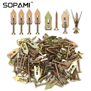 SOPAMI 100PCS/200PCS Self-Drilling Drywall Anchors Kit No Drill Needed Easy Hang for Home & Office Includes 100 Anchors 100 Screws for Quick Install Adjustable Hooks & Bracket
