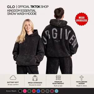 GLO Kingdom Essential Hoodie | Snow Wash Collection | Oversized Christian Hoodie | Buttery Soft GLO Kingdom Essential Hoodie | Snow Wash Collection | Oversized Christian Hoodie | Buttery Soft
