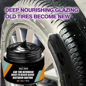Car Tire Restorer Wax Back to Black Gloss Long-Lasting Coating Plastic Renovator Polish Cleaning Tire Gloss Enhancer Kit