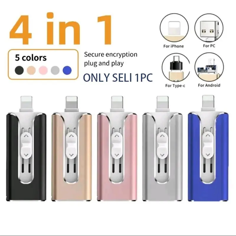 Three-In-One Flash Drive, High-Speed USB 3.0 Memory Storage, OTG Pen Drive with Free Type-C Adapter, 128GB for iPhone/android/PC, Photo Backup, Portable Flash Drive, Usb Drives