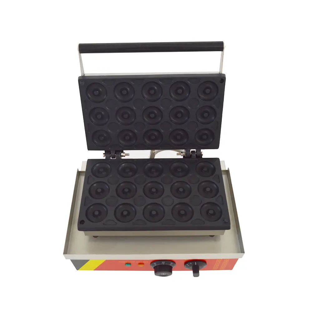 YOKOMA 15 Cavity Donut Waffle Making Machine 110V, Multifunctional Electric Snack Baker for Café & Street Stall