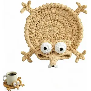 2026 New Funny Hand-Crocheted Squirrel Coaster, Cute Handmade 3D Animal Mug Rug, Novelty Knitted Cup Mat Desk Decor, Unique Whimsical Drink Coaster for Coffee & Animal Lovers