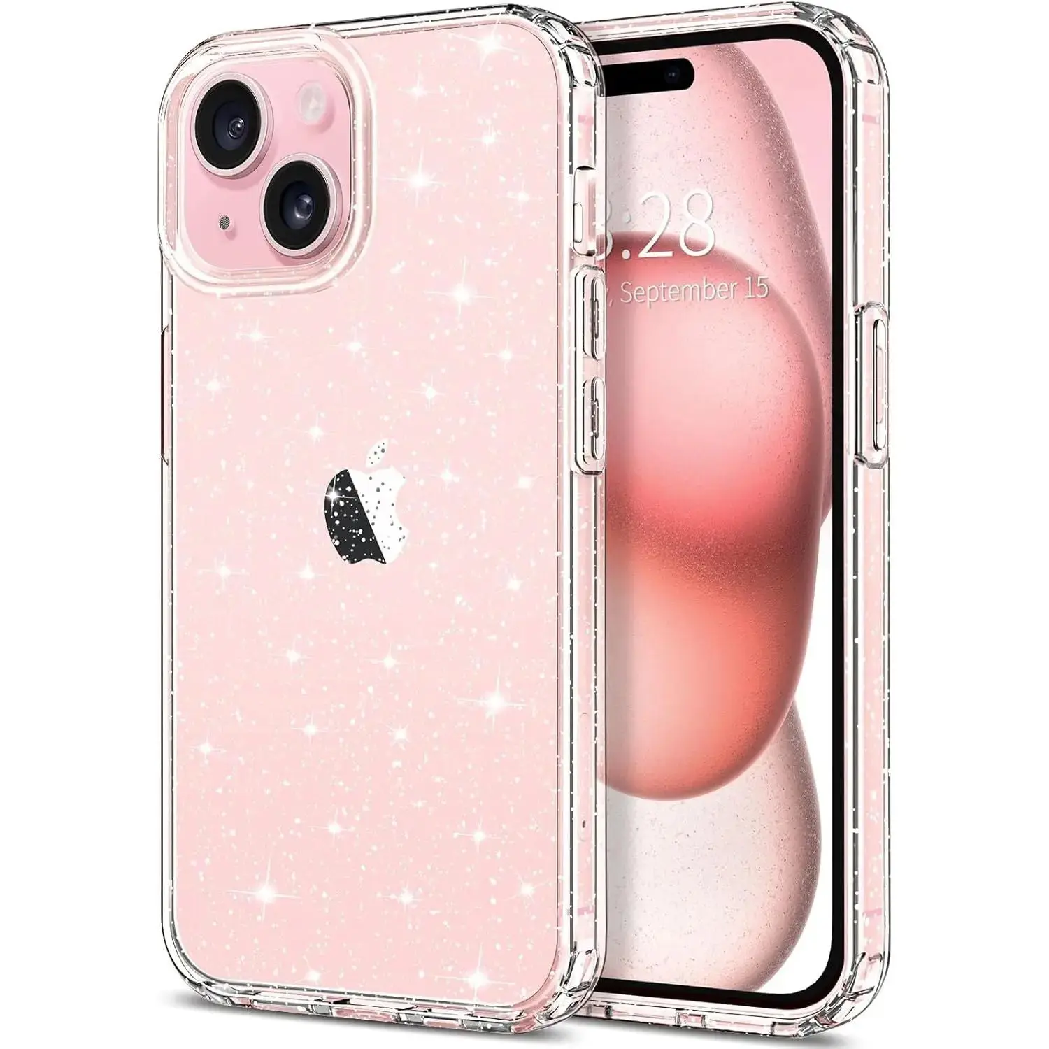 Entronix iPhone 15 Crystal Clear Case - Glitter Cover Protective