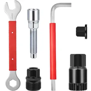 Bike Crank Arm Puller + Bottom Bracket Removal Tool + Crank Extractor + 15mm Bike Pedal Wrench with 16mm Spanner, 7 In 1 Multifunction Bicycle Repair Kit for 7/8/9/10/12 Speed MTB, Road Bike