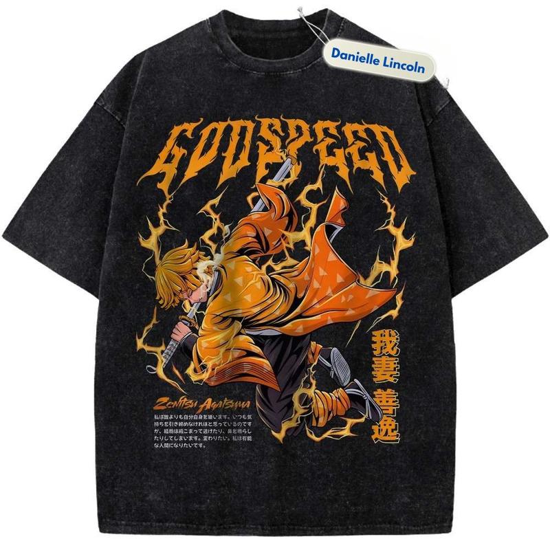 Zenitsu Agatsuma Anime Shirt, Demon Slayer Vintage Tee Gift For Fan Manga, Gift For Men, Gift For Women, Crew Neck T-shirt, Trending T-shirt